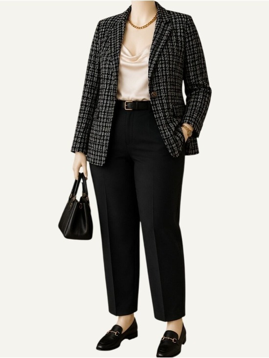 First Love Jackets & Blazers - Quiet Luxury Tweed Lurex One Button Blazer Jacket 2X Office Chic NWT